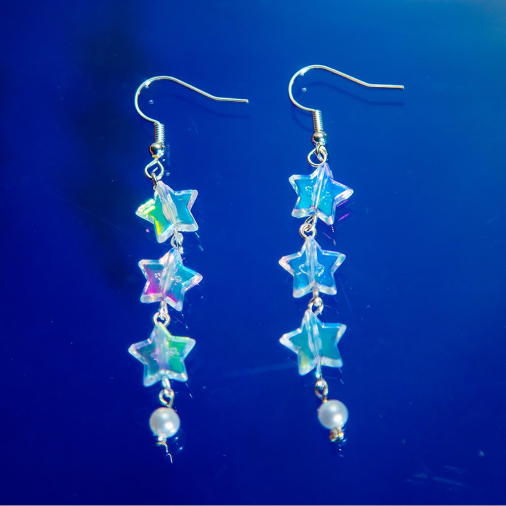 Shooting Star Dangle Earrings with Pearl Accent